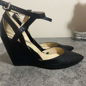 Marc fisher Black ankle strap wedge